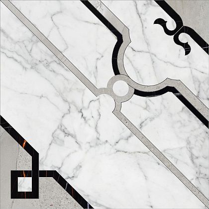 Керамогранит marble trend k-1000/mr/d01-cut/60x60 carrara в интерьере